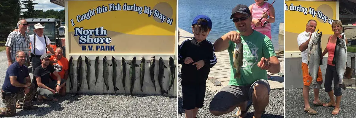 Miscellaneous pictures of people showing the fish they caught